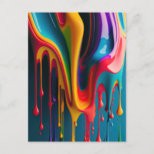 Rainbow Colours Dripping Paint Colourful Beautiful Postcard