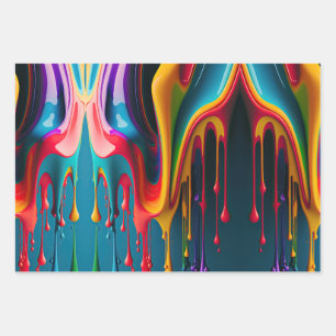 Rainbow Colours Dripping Paint Colourful Beautiful Wrapping Paper Sheet