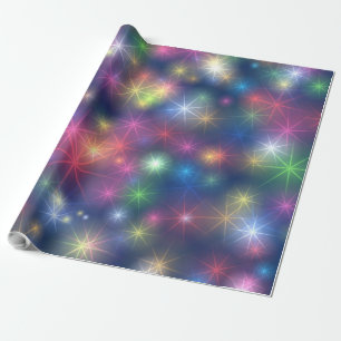 Rainbow Colours Festive Christmas Stars Wrapping Paper