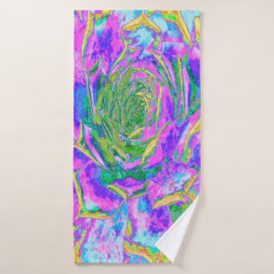 Rainbow Colours Fiesta Succulent Sedum Rosette Bath Towel