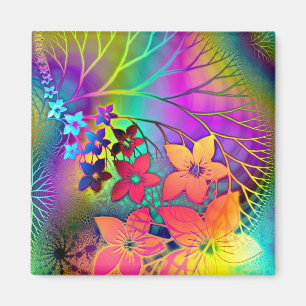 Rainbow Colours Floral Pattern Magnet