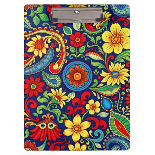 Rainbow Colours Flower Paisley Design Clipboard