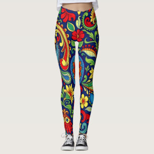 Rainbow Colours Flower Paisley Design Leggings
