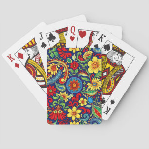 Rainbow Colours Flower Paisley Design Playing Cards