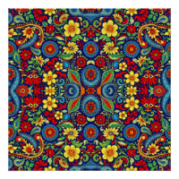 Rainbow Colours Flower Paisley Design