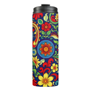 Rainbow Colours Flower Paisley Design Thermal Tumbler