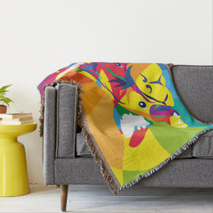 Rainbow Colours French Bulldog Throw Blanket