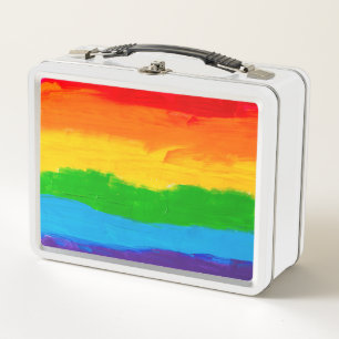 Rainbow Colours Gay Lesbian LGBT Metal Lunch Box