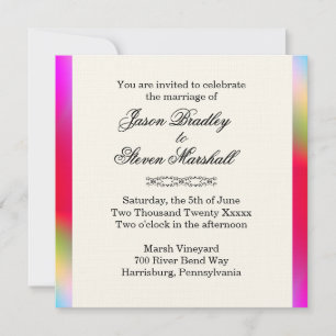 Rainbow Colours Gay Wedding Invitation