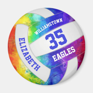 rainbow colours girly volleyball team name magnet