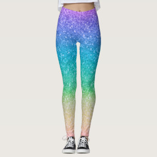 Rainbow Colours Glitter Sparkle Girly Glam Colourf Leggings