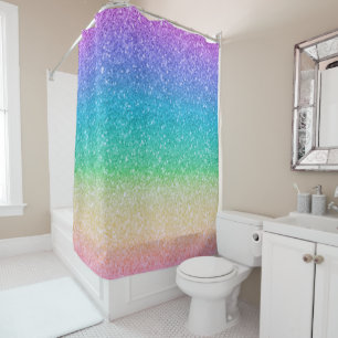 Rainbow Colours Glitter Sparkle Girly Glam Shower Curtain