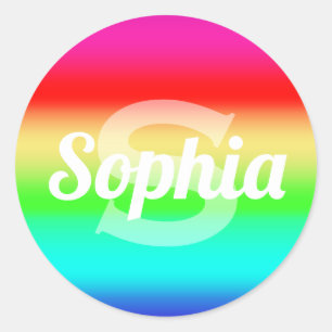 Rainbow Colours Gradient Monogram Personalised Classic Round Sticker