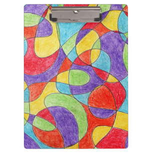 Rainbow Colours Hand Drawn Crayon Doodle Pattern Clipboard