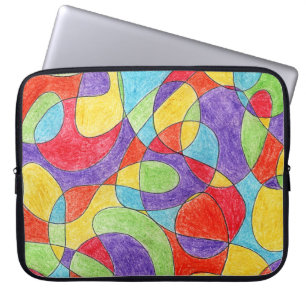 Rainbow Colours Hand Drawn Crayon Doodle Pattern Laptop Sleeve