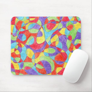 Rainbow Colours Hand Drawn Crayon Doodle Pattern Mouse Pad
