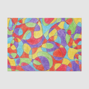 Rainbow Colours Hand Drawn Crayon Doodle Pattern Tissue Paper