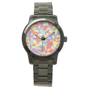 Rainbow Colours Hand Drawn Crayon Doodle Pattern Watch
