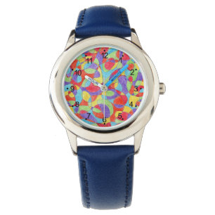 Rainbow Colours Hand Drawn Crayon Doodle Pattern Watch