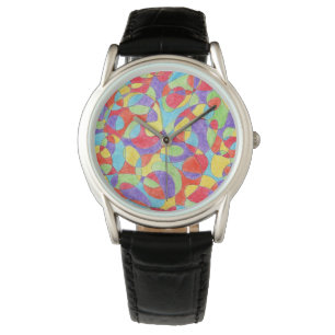 Rainbow Colours Hand Drawn Crayon Doodle Pattern Watch