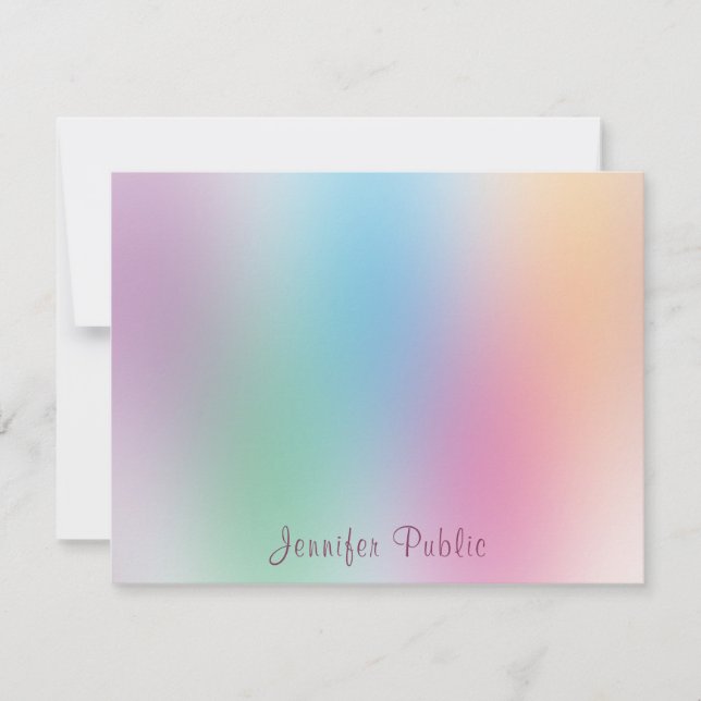 Rainbow Colours Handwriting Elegant Monogrammed Card (Front)