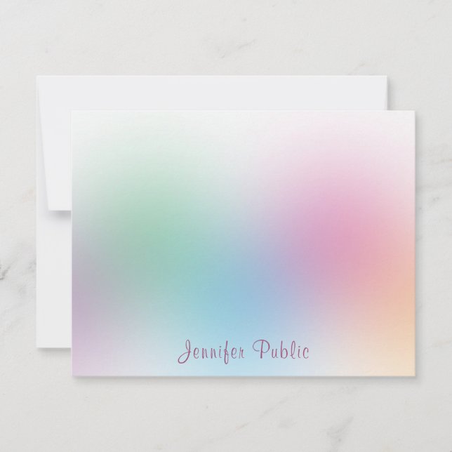 Rainbow Colours Handwritten Elegant Monogram Card (Front)