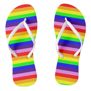 Rainbow Colours Horizontal Classic Stripes Colourf Thongs