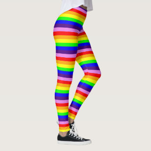Rainbow Colours Horizontal Skinny Stripes Colourfu Leggings