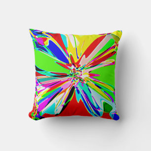 Rainbow Colours in Abstract Pinwheel Flower Design Cushion