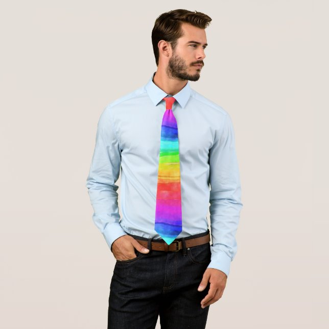 Rainbow colours in stripes tie (In Situ)