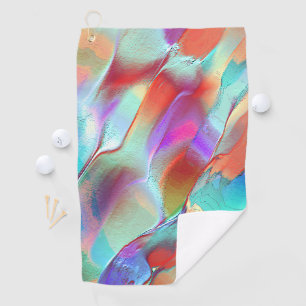 Rainbow colours in virtual pearly rock golf towel