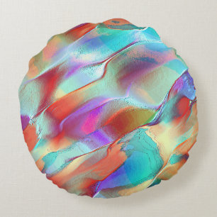 Rainbow colours in virtual pearly rock round cushion