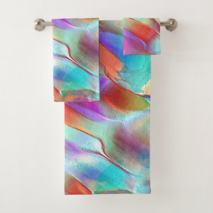 Rainbow colours in virtual pearly rock towel