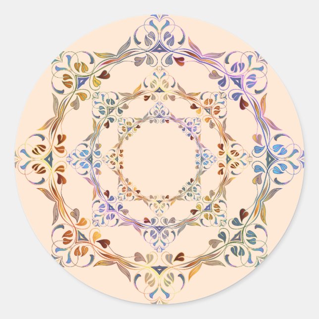 Rainbow Colours Leafy Vines Classic Round Sticker (Front)