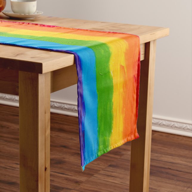 Rainbow Colours LGBT Pride Short Table Runner  (In Situ)