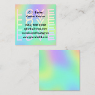 Rainbow Colours LOVE Square Business Cards