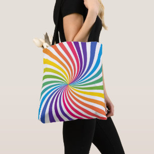 Rainbow Colours Minimalism Swirl Geometric Playful Tote Bag