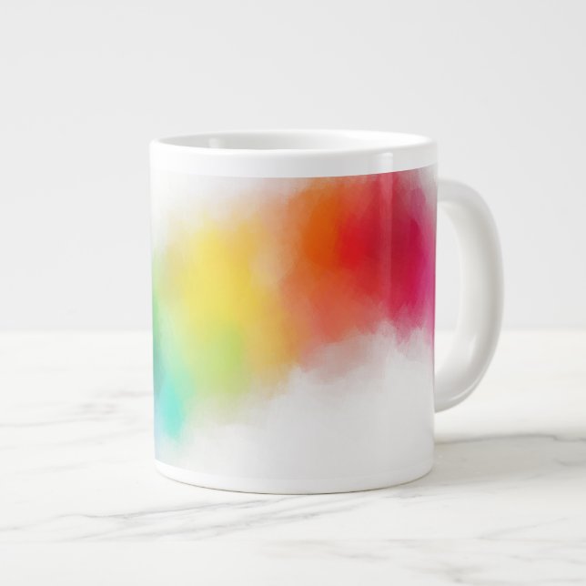 Rainbow Colours Modern Colourful Abstract Art Large Coffee Mug (Front Right)