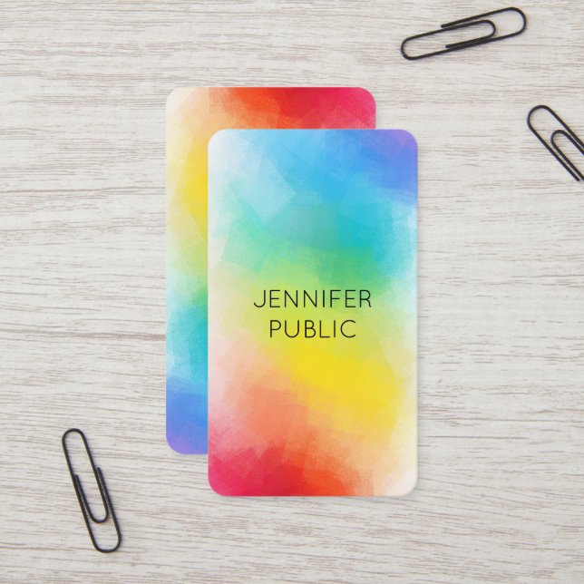 Rainbow Colours Modern Colourful Elegant Template Business Card (Front/Back In Situ)