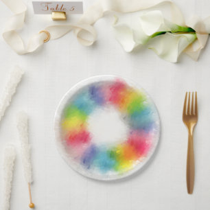 Rainbow Colours Modern Elegant Trendy Template Paper Plate