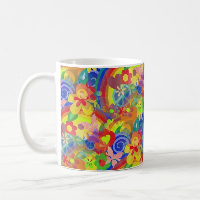 Rainbow Colours OF flower power Coffee Mug (Left)