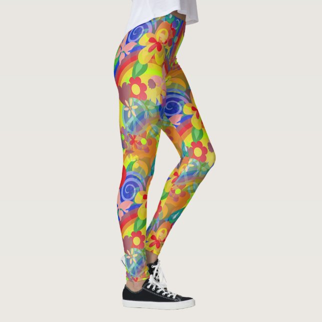 Rainbow Colours of Flower Power Leggings (Right)
