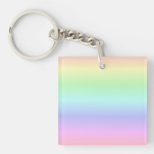 Rainbow Colours on Light Periwinkle Key Ring (Front)