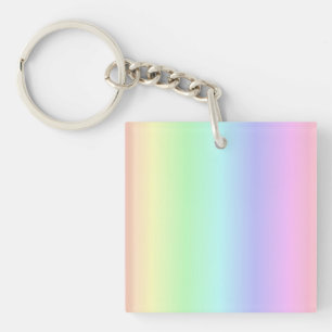 Rainbow Colours on Light Pink Key Ring