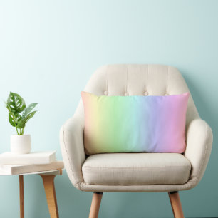 Rainbow Colours on Light Sky Blue Lumbar Pillow
