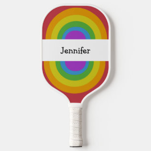 Rainbow Colours Personalised Pickleball Paddle