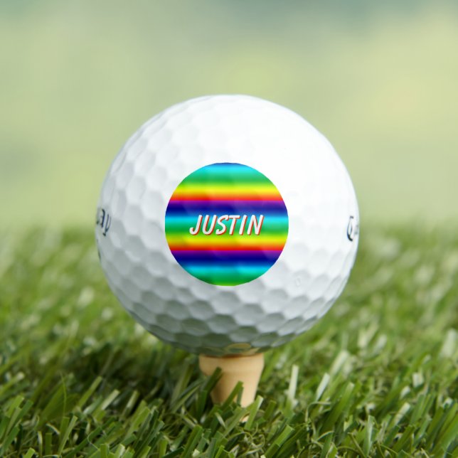 Rainbow Colours Personalised PRIDE Golf Balls (Insitu Tee)
