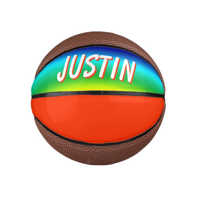 Rainbow Colours Personalised PRIDE Mini Basketball (Front)