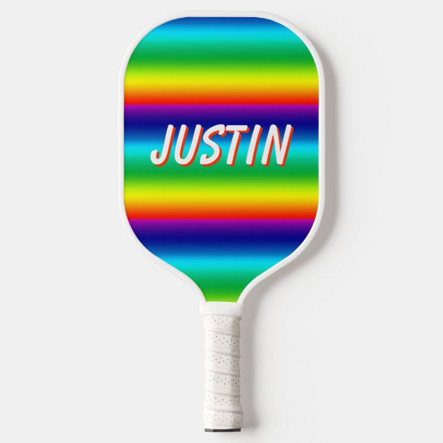 Rainbow Colours Personalised PRIDE Pickleball Paddle (Front)