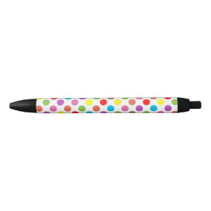 Rainbow colours polka dots black ink pen